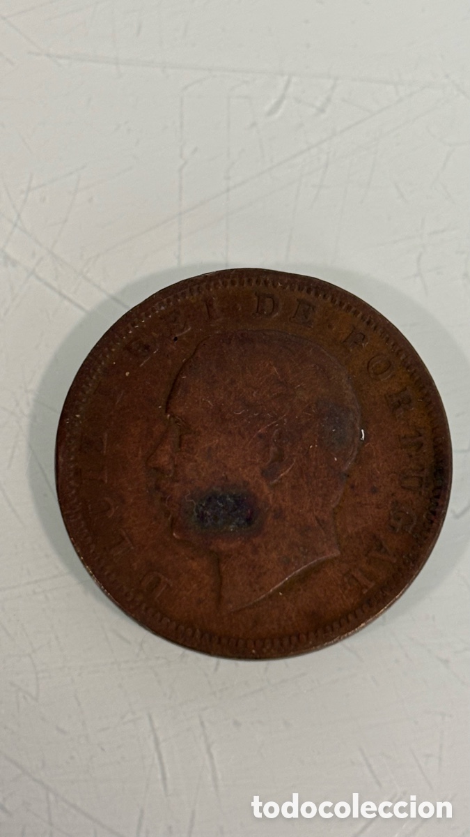 Monedas antiguas de Europa: moneda de 20 R&eacute;is de Portugal de 1884.