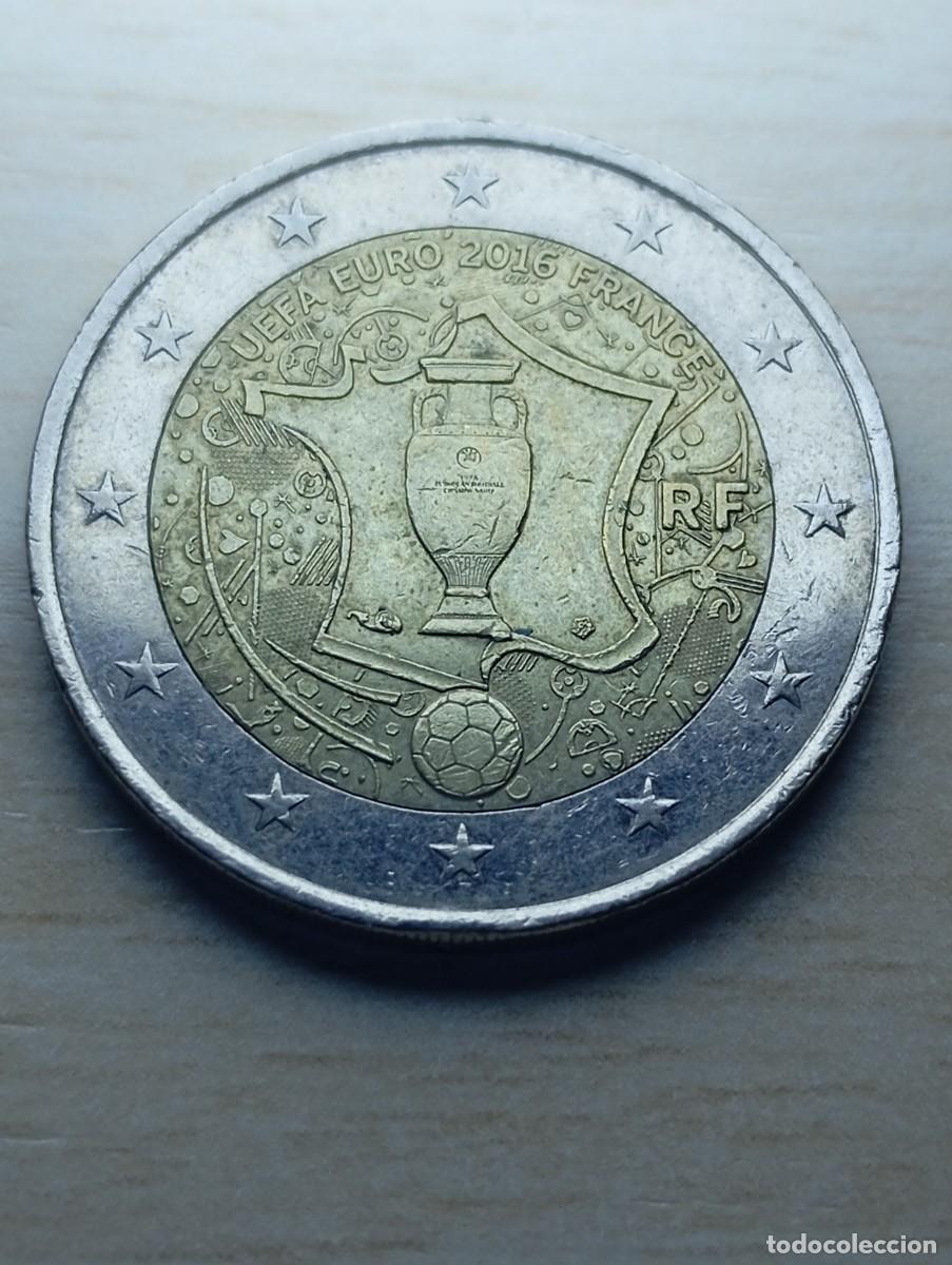 Alte M&uuml;nzen aus Europa: Moneda 2 euros Francia UEFA Euro a&ntilde;o 2016