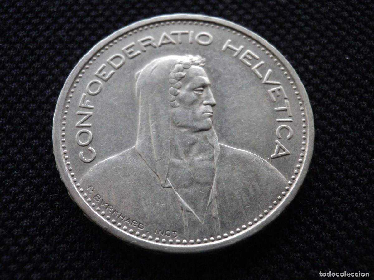 Monedas antiguas de Europa: MONEDA DE PLATA DE SUIZA,GUILLERMO TELL,DE 5 FRANCOS A&Ntilde;O 1932.