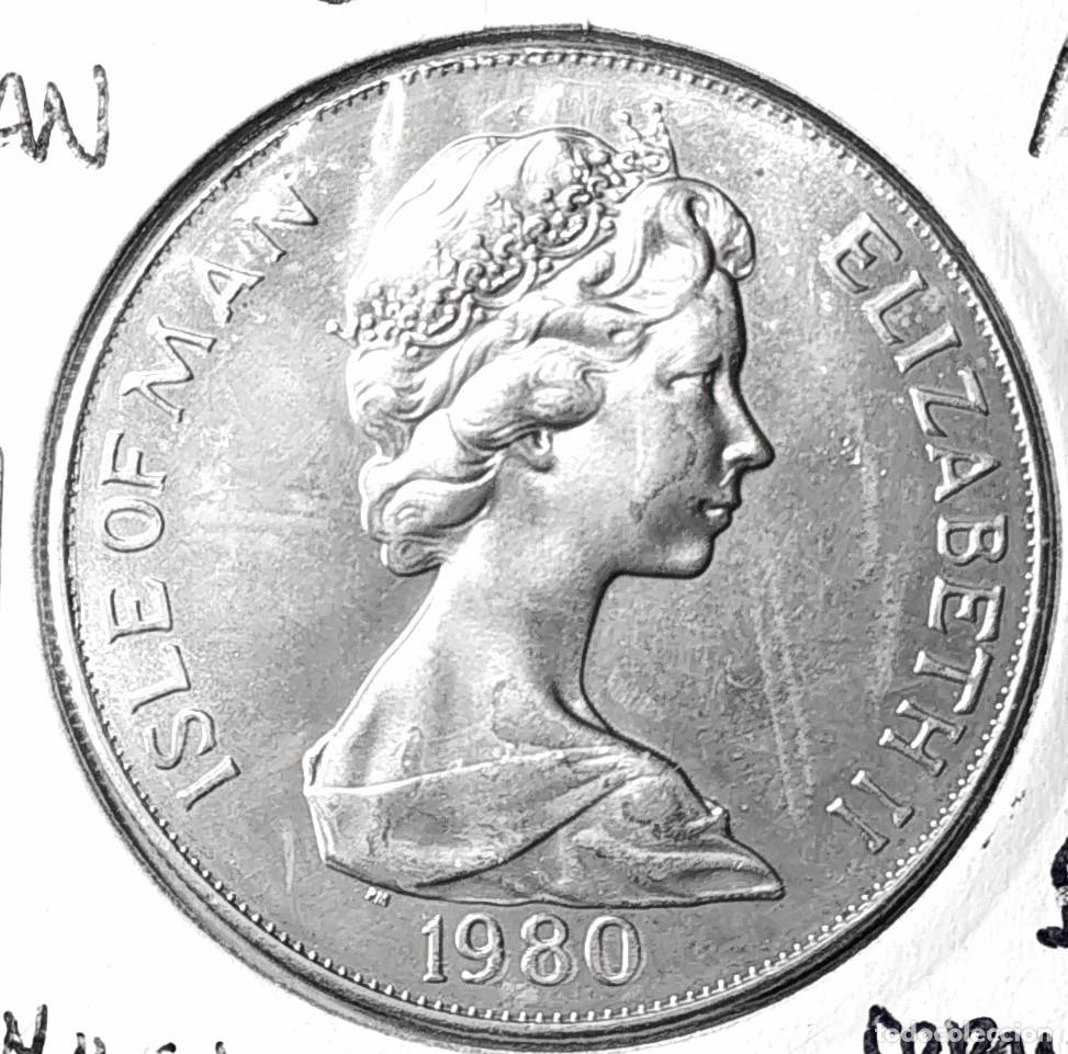 Monete antiche di Europa: ISLA DE MAN (1970-2022) - 1 CORONA 1980 - XIII JUEGOS OLIMPICOS DE INVIERNO - REINA ISABEL II - A