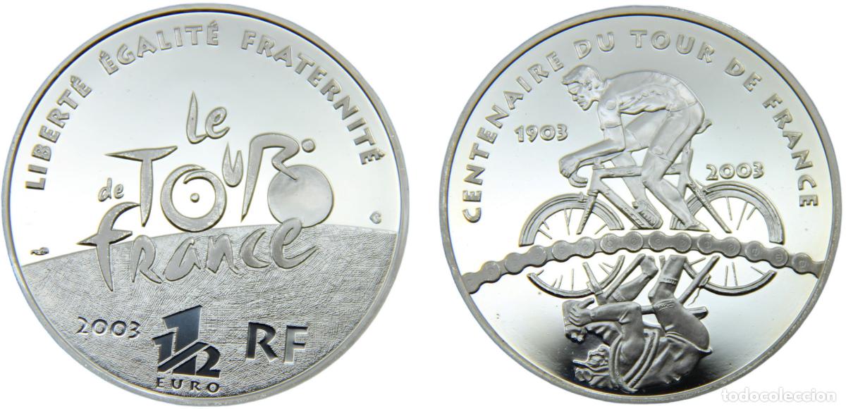 Monedas antiguas de Europa: France Fifth Republic 2003 1&frac12; Euro 104th Anniversary of the Tour de France, Tour de France
