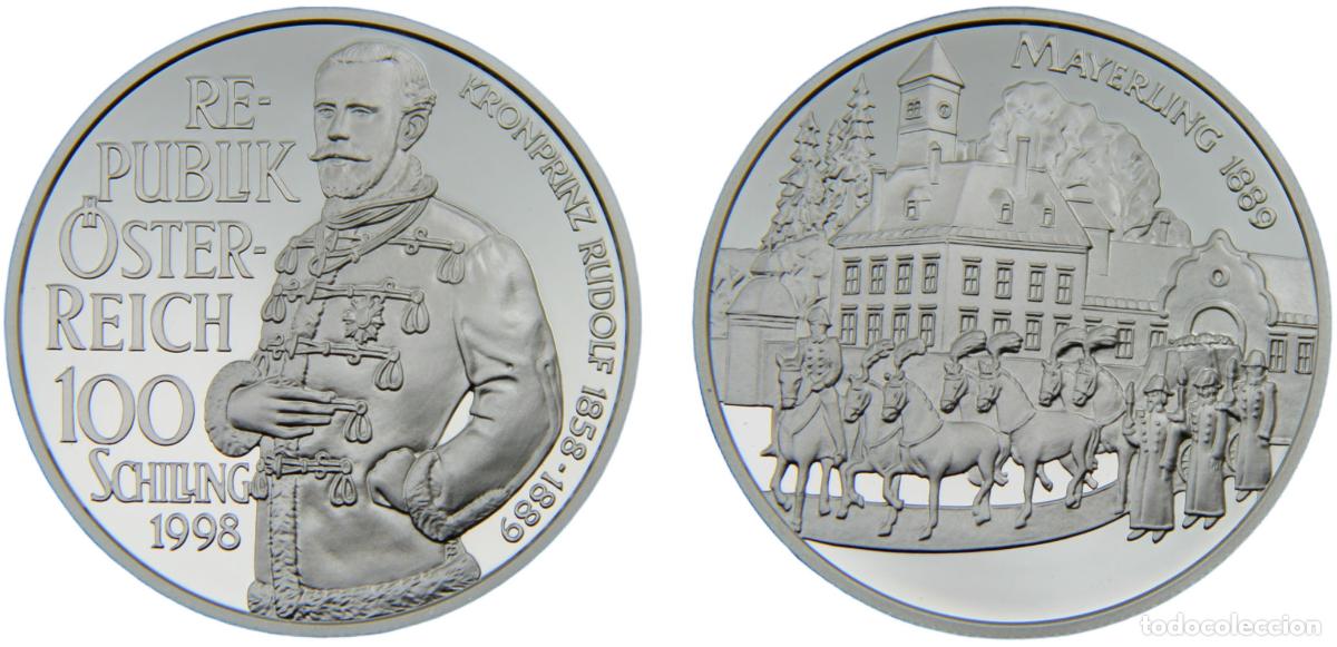 Old Coins of Europe: Austria Second Republic 1998 100 Schilling Habsburg tragedies, Crown prince Rudolf