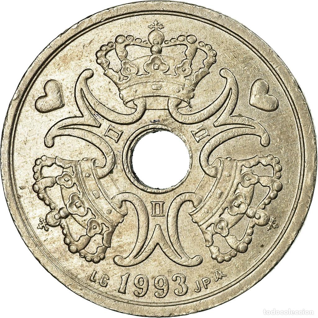Monete antiche di Europa: [#705888] Moneda, Dinamarca, Margrethe II, 2 Kroner, 1993, Copenhagen, MBC, Cobre -