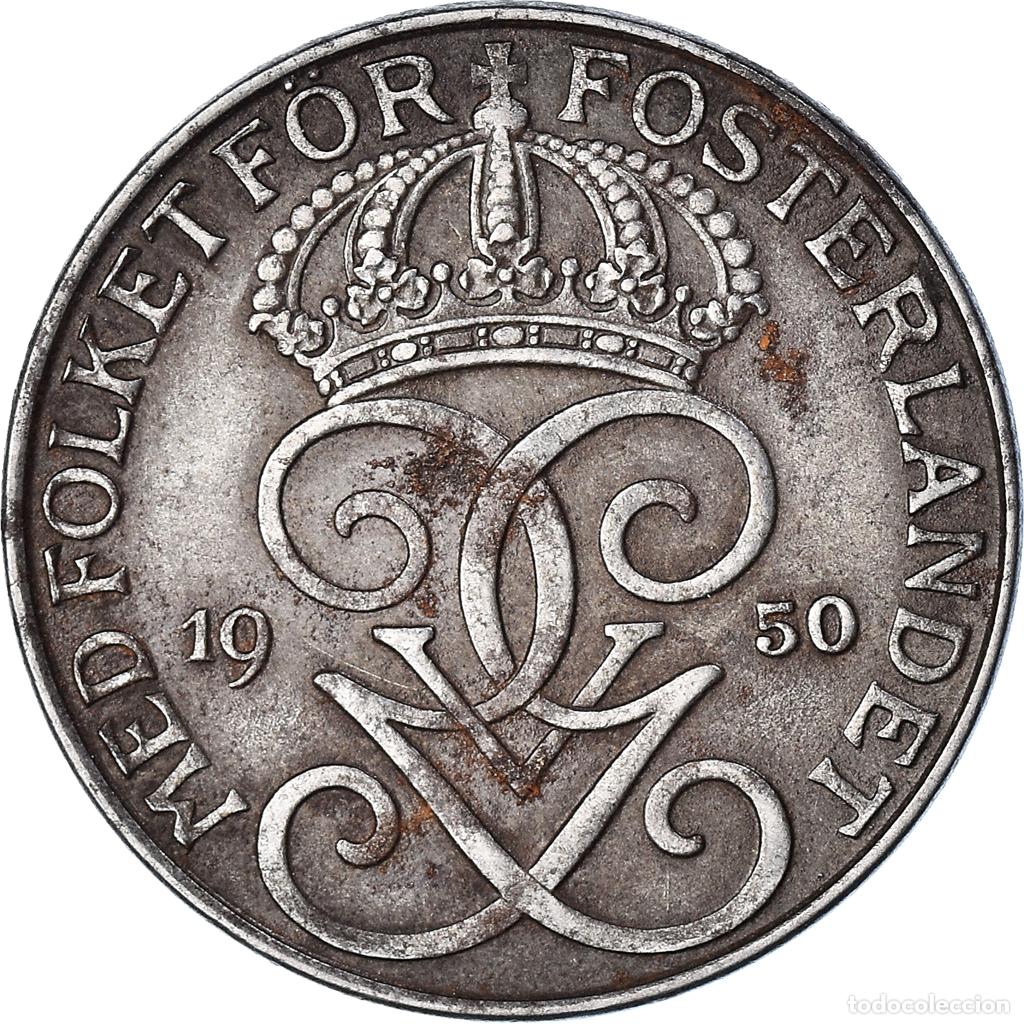 Old Coins of Europe: [#1034050] Moneda, Suecia, Gustaf V, 5 &Ouml;re, 1950, MBC, Hierro, KM:812