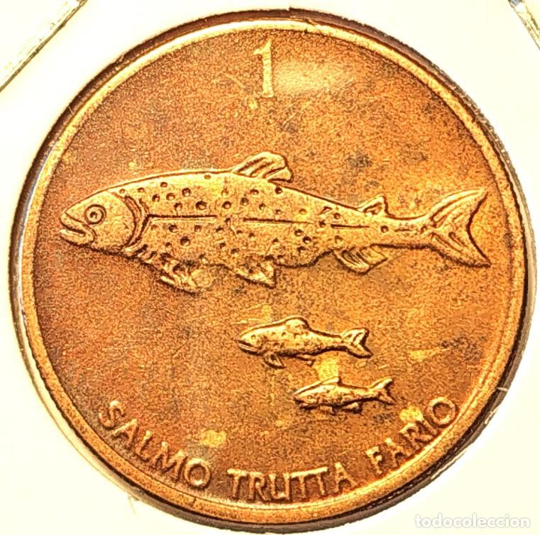 Alte M&uuml;nzen aus Europa: ESLOVENIA (1991-2006) - 1 TOLAR 1993 - SALMON - A - 4,50 GR. LAT&Oacute;N - DIAMETRO 22 mm - MB - KM#4