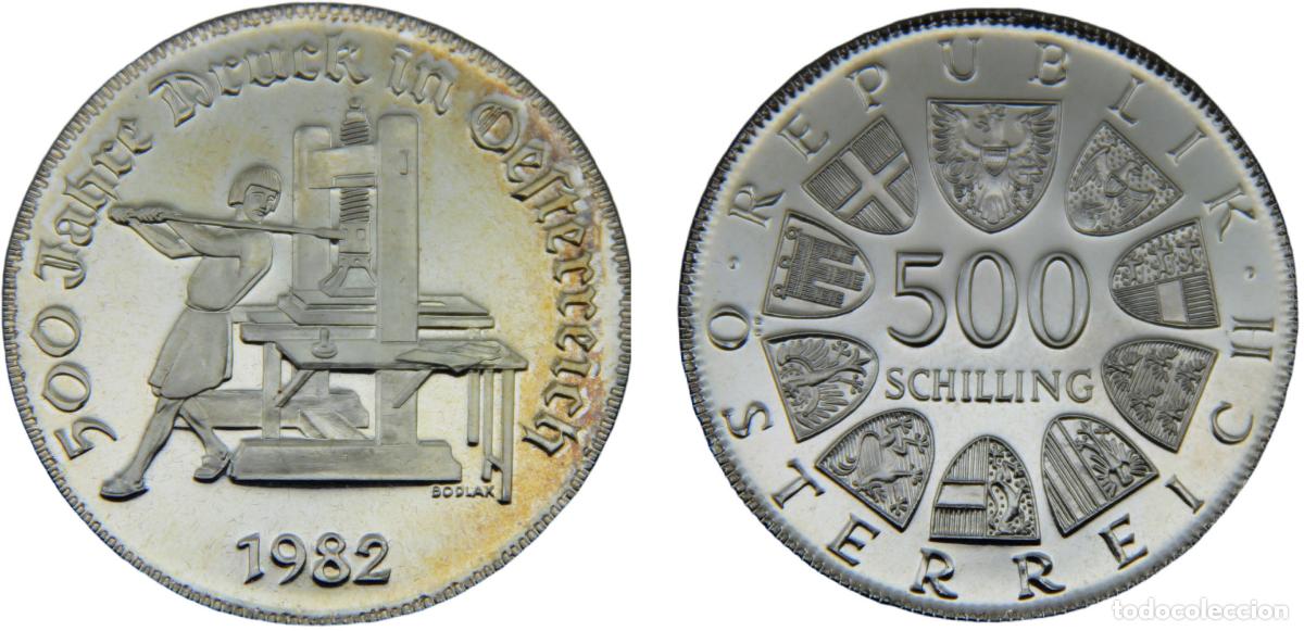 Alte M&uuml;nzen aus Europa: Austria Second Republic 1982 500 Schilling Austrian Printing