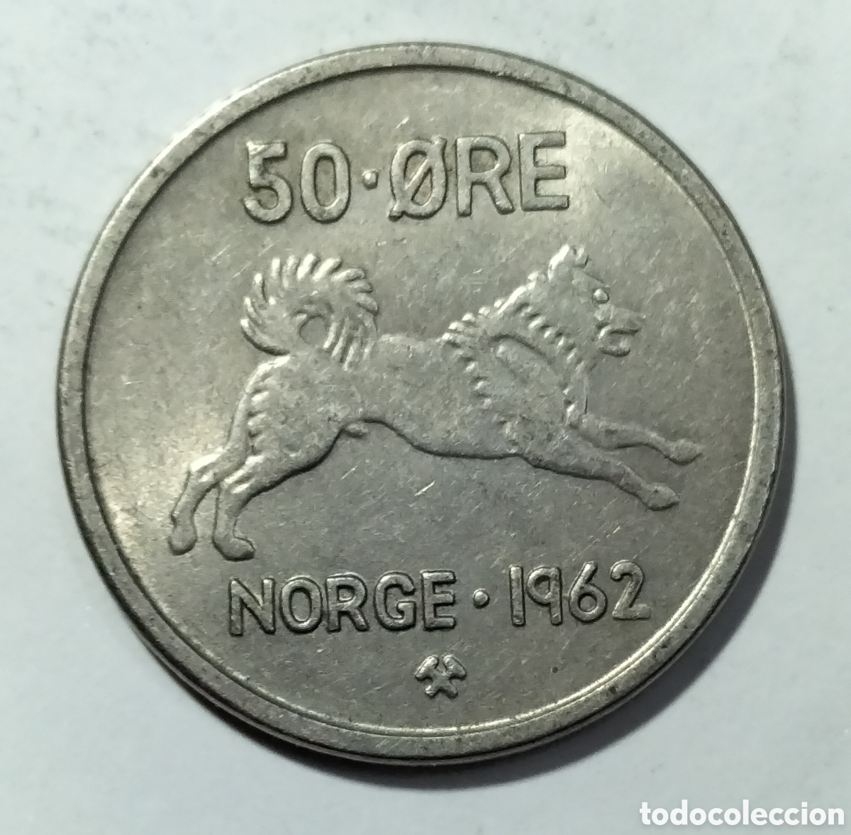 Alte M&uuml;nzen aus Europa: Moneda 50 Ore 1962 Noruega.