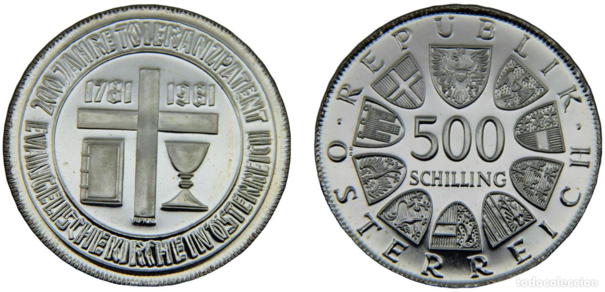 Alte M&uuml;nzen aus Europa: Austria Second Republic 1981 500 Schilling 200th Anniversary of Religious Tolerance