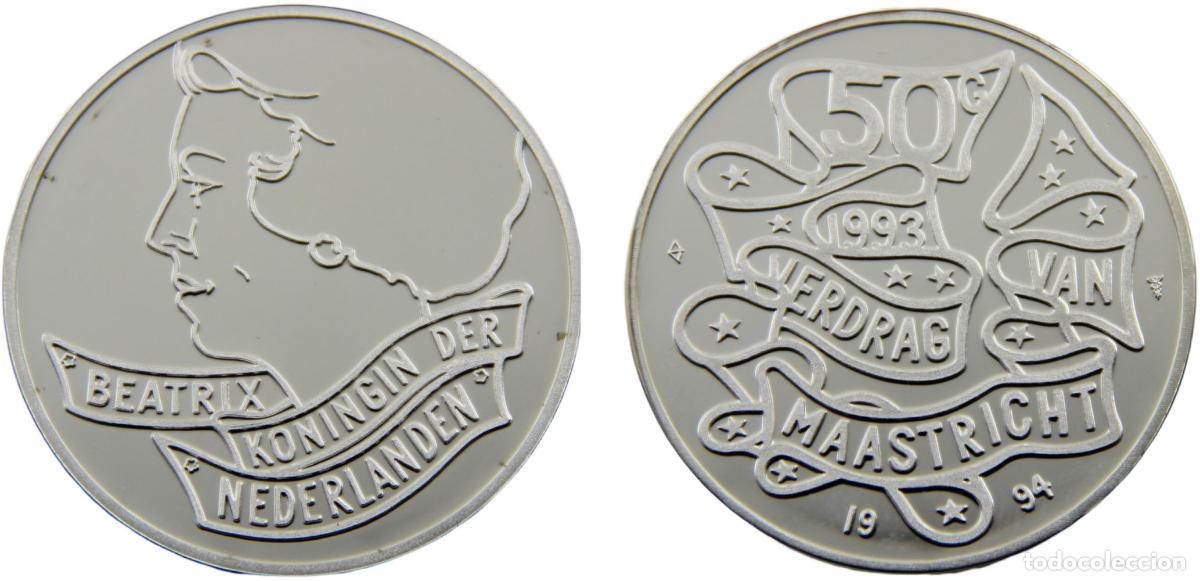 Old Coins of Europe: Netherlands Kingdom Beatrix 1994 50 Gulden 1st Anniversary of Maastricht Treaty
