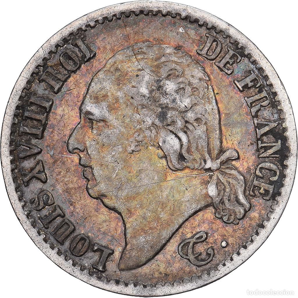 Moedas antigas da Europa: [#1509696] Francia, Louis XVIII, 1/4 Franc, 1823, Paris, Plata, MBC