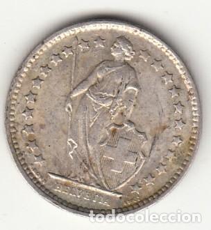 Moedas antigas da Europa: SUIZA - MONEDA DE 1/2 FRANCO DE PLATA DE 1962
