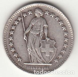 Moedas antigas da Europa: SUIZA - MONEDA DE 1/2 FRANCO DE PLATA DE 1945