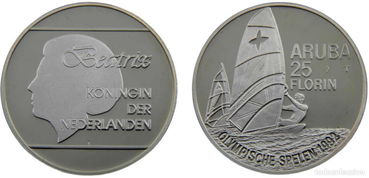 Monete antiche di Europa: Aruba Dutch State Beatrix 1992 25 Florin Olympics 1992