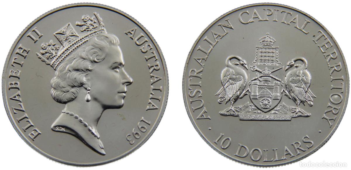 Moedas antigas da Europa: Australia Commonwealth Elizabeth II 1993 10 Dollars Australian Capital Territory