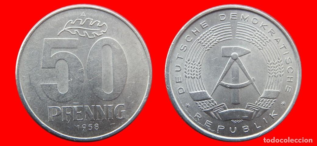 Monedas antiguas de Europa: 50 PFENNIG 1958A ALEMANIA REPUBLICA DEMOCRATICA DDR-139626