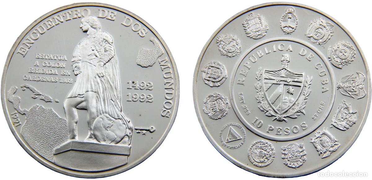 Monedas antiguas de Europa: Cuba Second Republic 1991 10 Pesos Cristobal Col&oacute;n