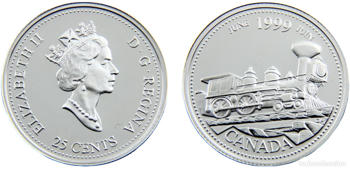 Moedas antigas da Europa: Canada Commonwealth Elizabeth II 1999 25 Cents June