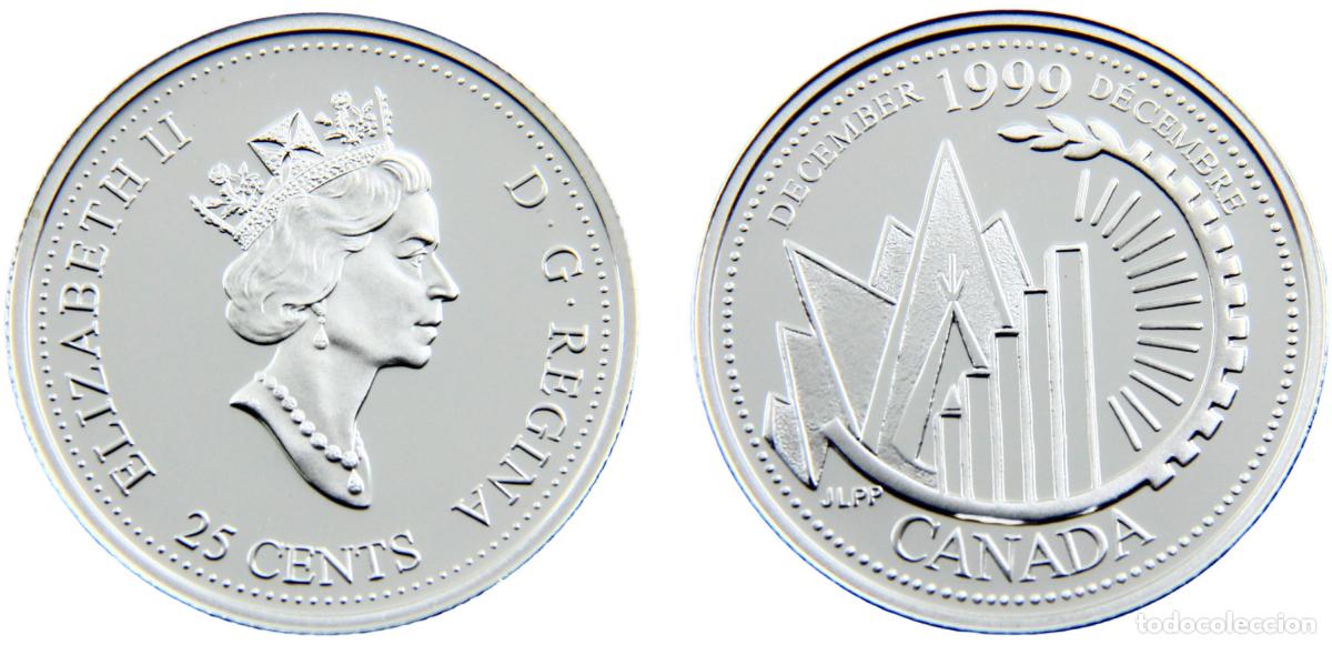 Moedas antigas da Europa: Canada Commonwealth Elizabeth II 1999 25 Cents December