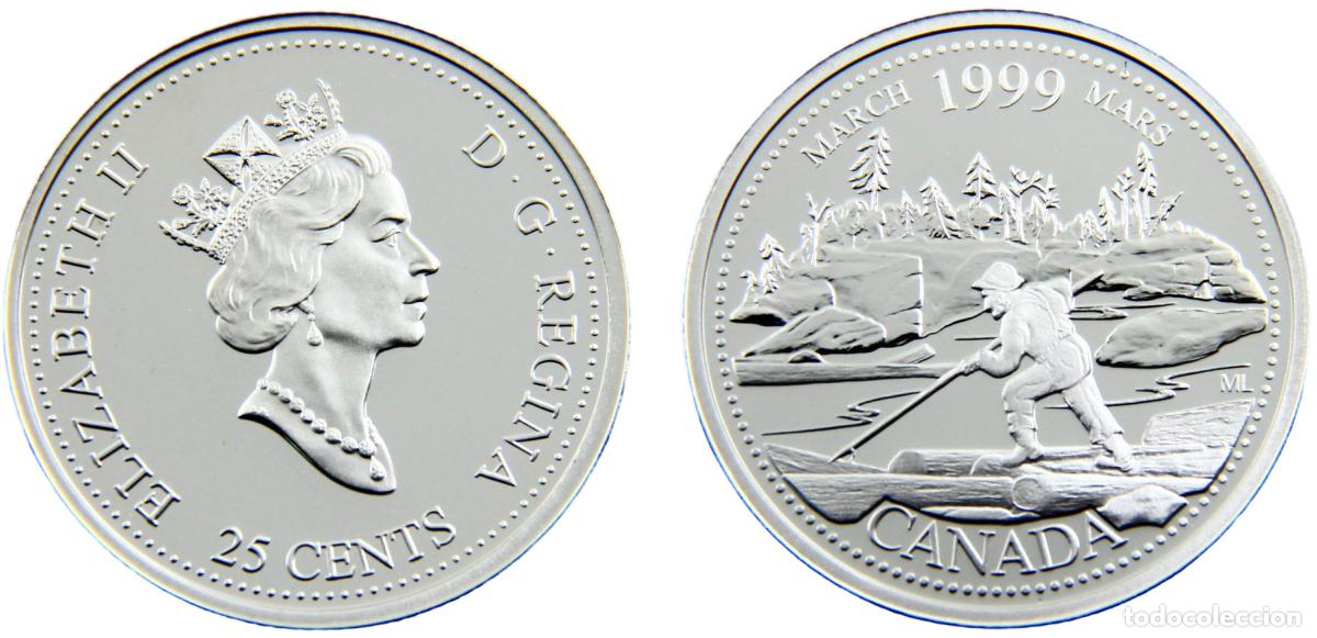 Monete antiche di Europa: Canada Commonwealth Elizabeth II 1999 25 Cents March