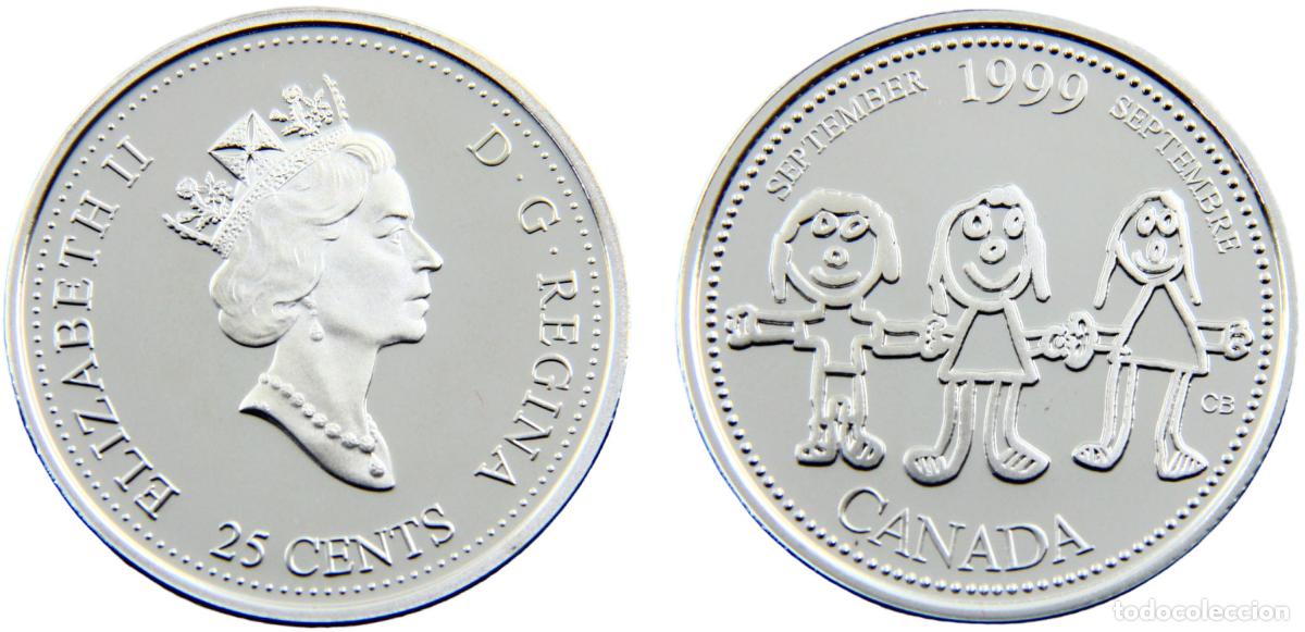 Alte M&uuml;nzen aus Europa: Canada Commonwealth Elizabeth II 1999 25 Cents September