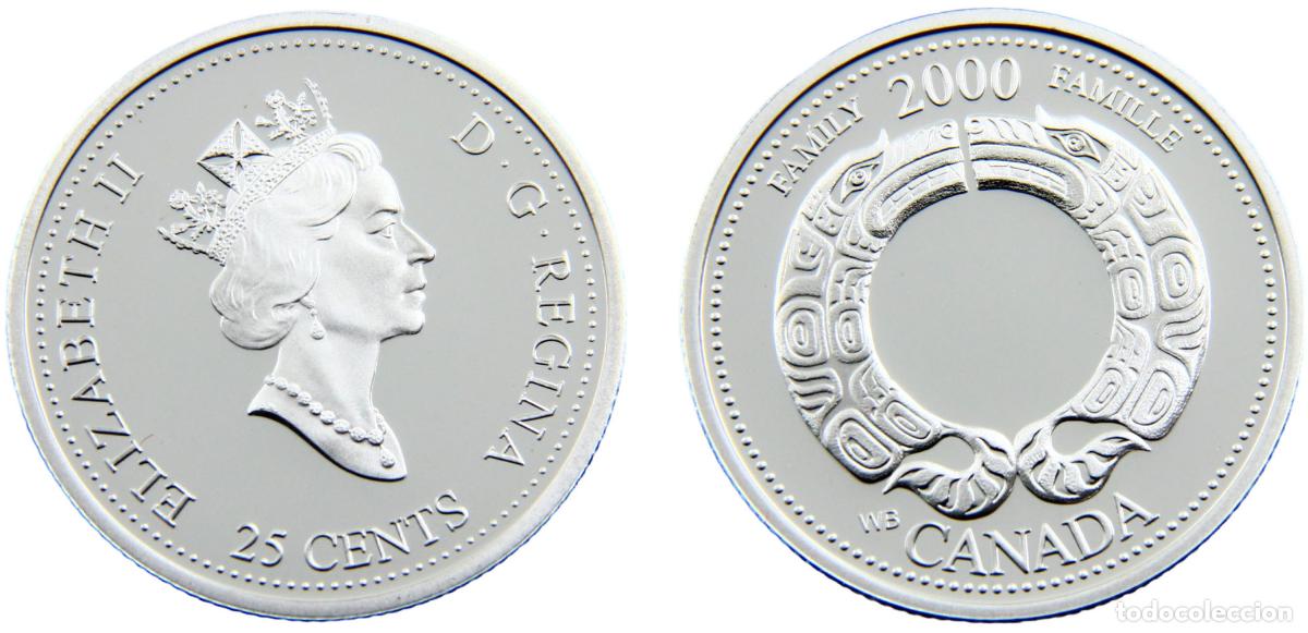 Old Coins of Europe: Canada Commonwealth Elizabeth II 2000 25 Cents Family