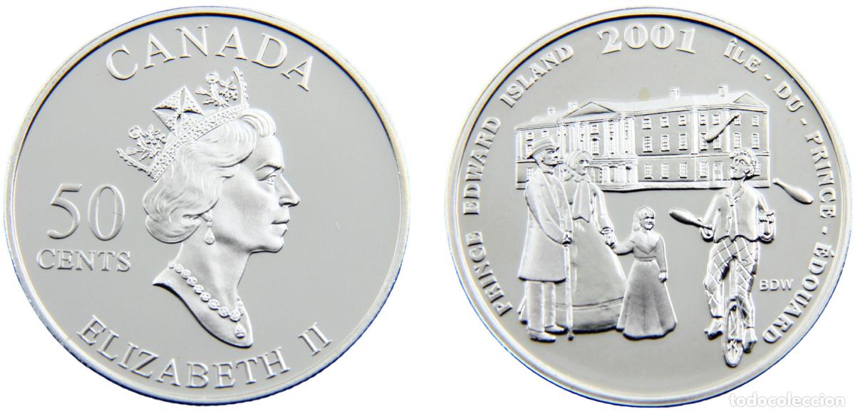 Moedas antigas da Europa: Canada Commonwealth Elizabeth II 2001 50 Cents Festival of prince Edward Island