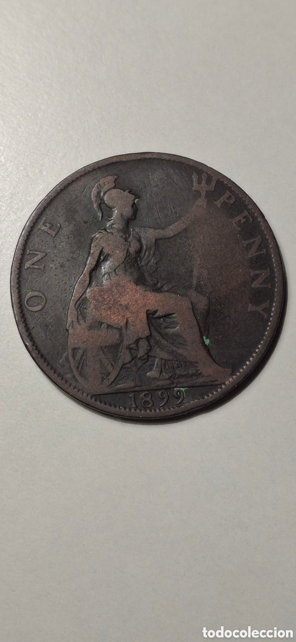Alte M&uuml;nzen aus Europa: 1899 One Penny de Inglaterra Reina Victoria Penique Gran Breta&ntilde;a