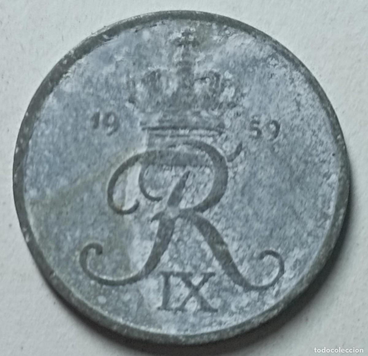 Monedas antiguas de Europa: Moneda de Dinamarca 2 ore de 1959 - Foto 1