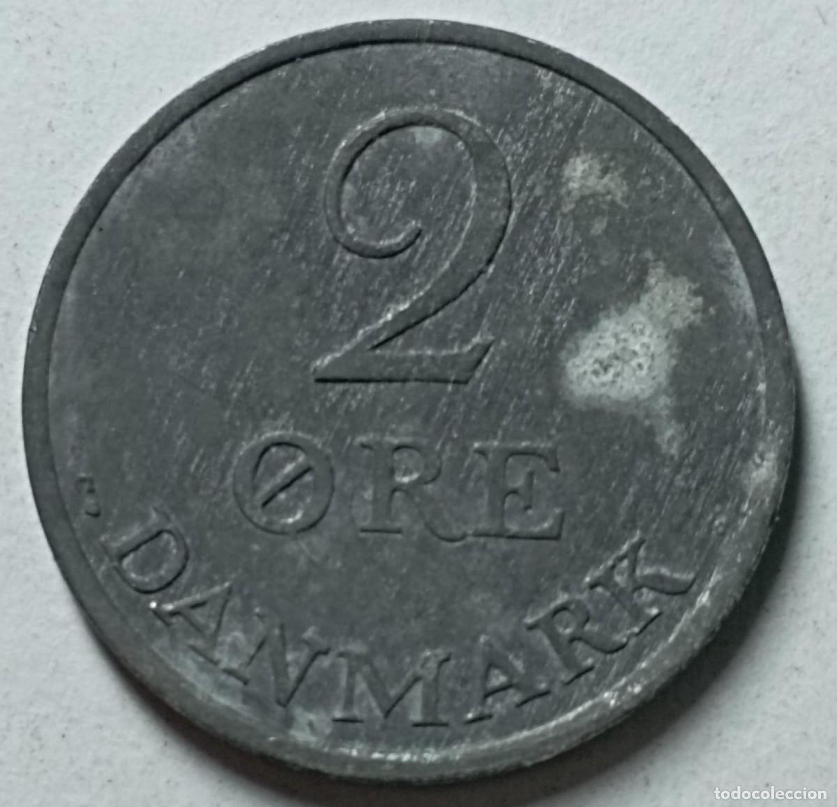 Monedas antiguas de Europa: Moneda de Dinamarca de 2 ore de 1965 - Foto 2