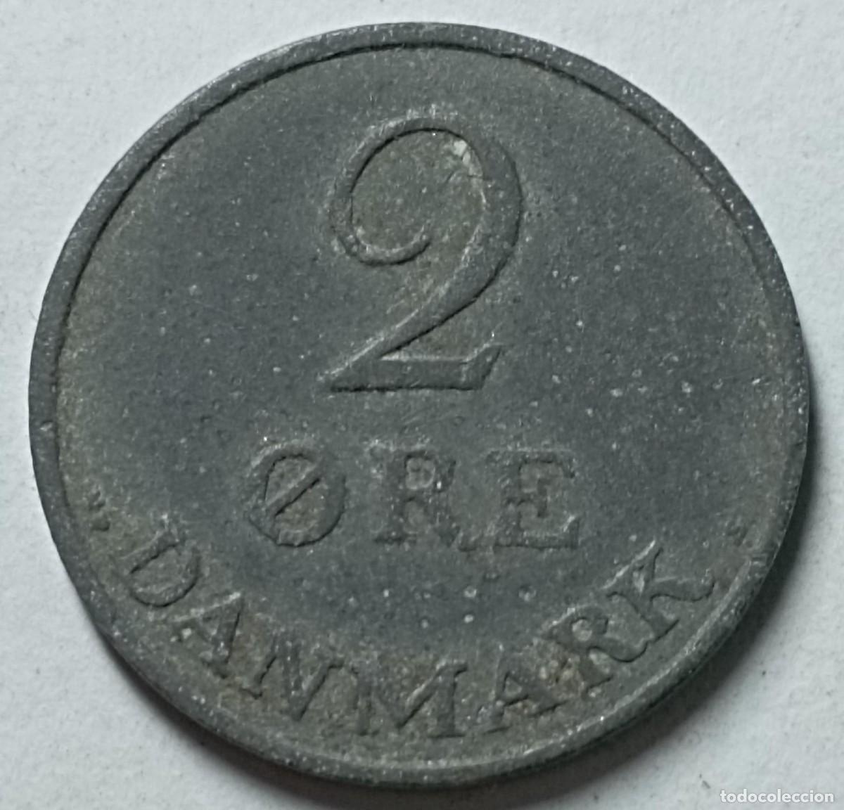 Monedas antiguas de Europa: Moneda de Dinamarca de 2 ore de 1954 - Foto 2