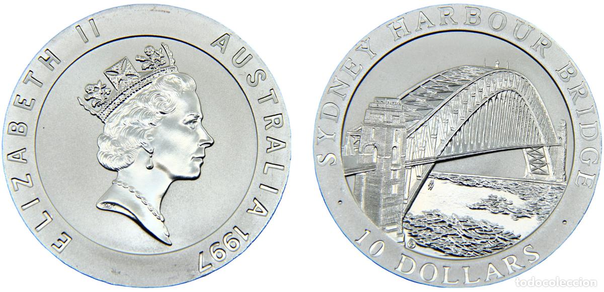 Alte M&uuml;nzen aus Europa: Australia Commonwealth Elizabeth II 1997 10 Dollars Sydney Harbour Bridge
