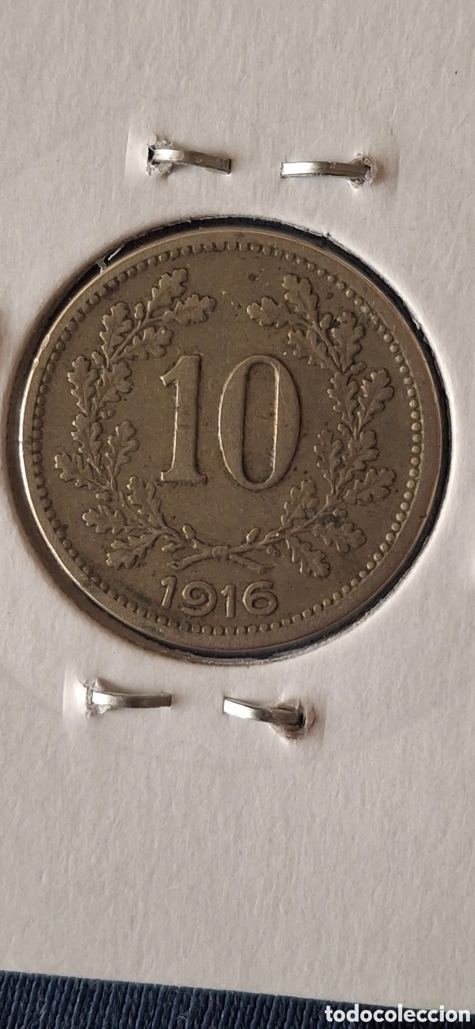Monedas antiguas de Europa: 10 Hellers 1916 Austria - Foto 2