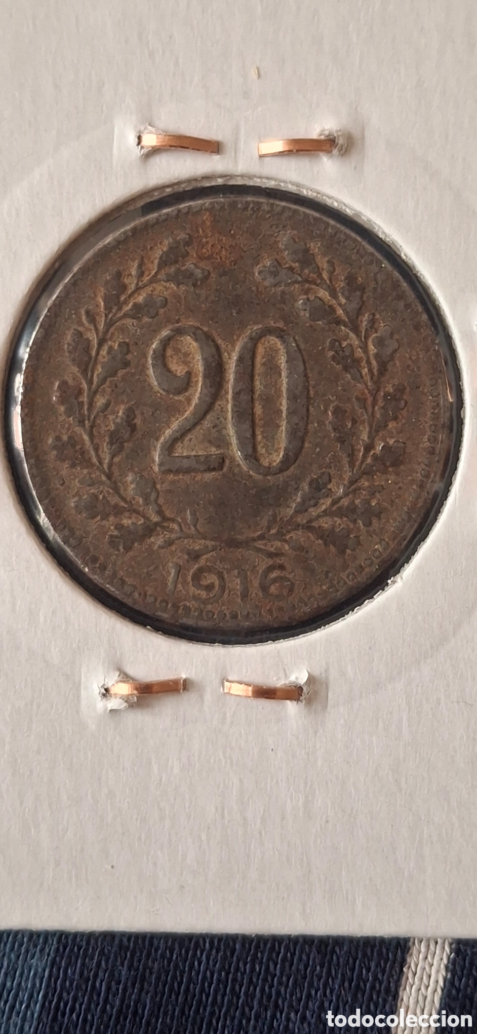 Monedas antiguas de Europa: 20 Hellers 1916 Austria - Foto 2