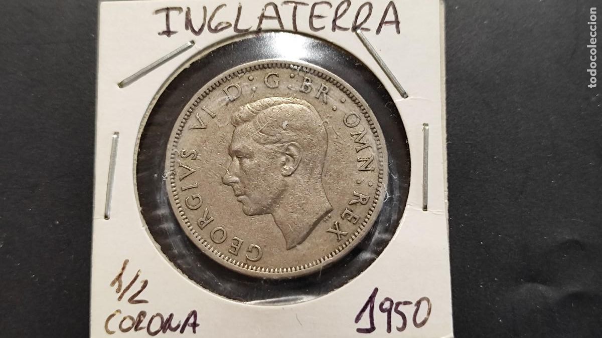 Old Coins of Europe: MONEDA DE INGLATERRA JORGE VI 1/2 HALF CROWN 1950 BC+