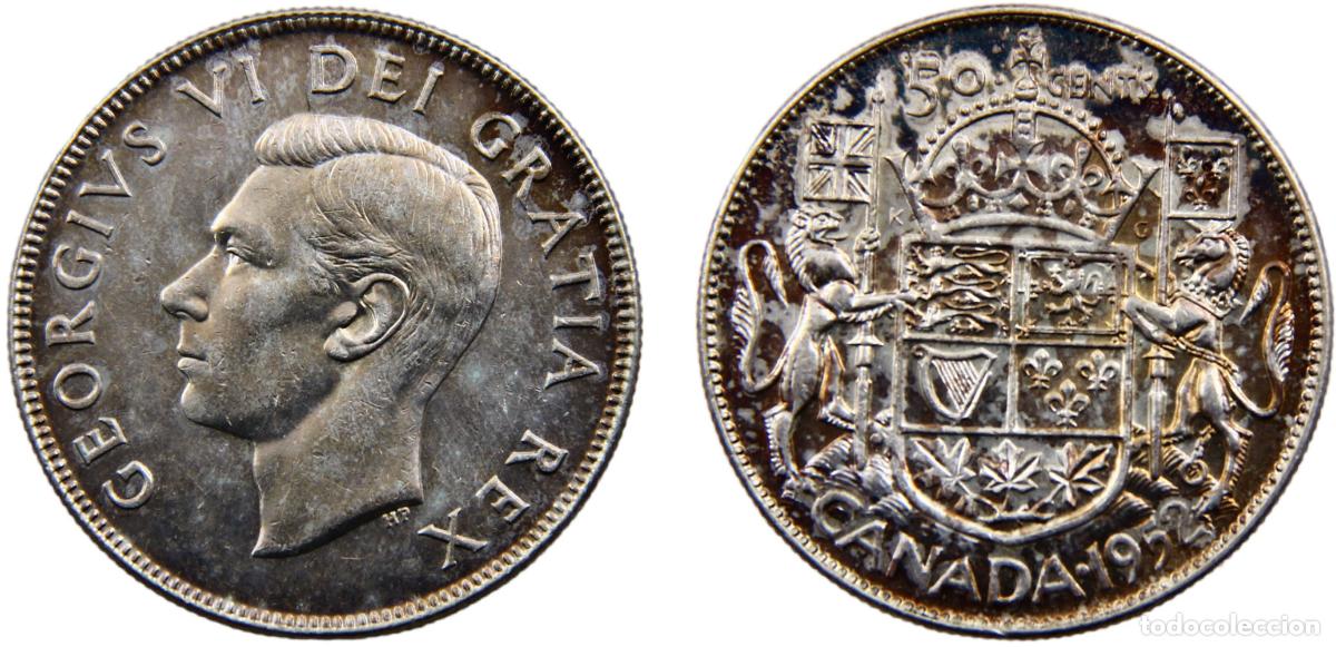 Moedas antigas da Europa: Canada George VI 1952 50 Cents