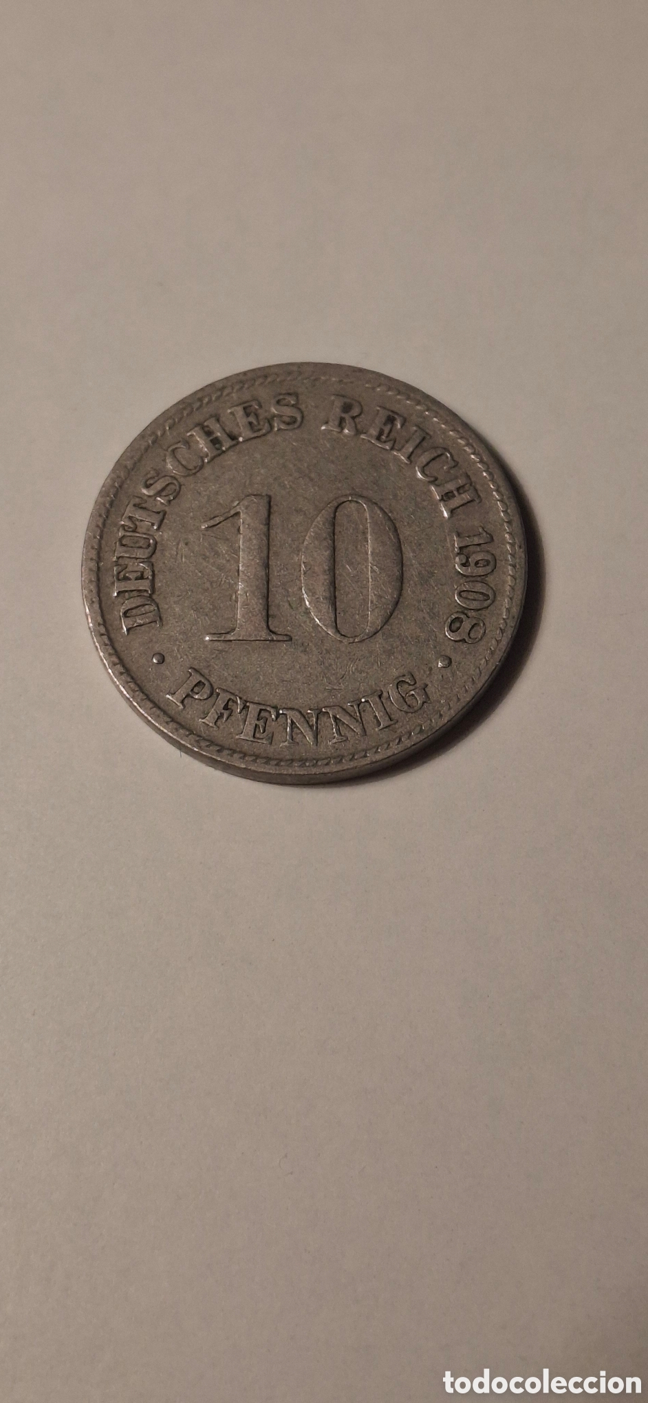 Monedas antiguas de Europa: 10 Pfennig 1908 D Imperio Alem&aacute;n - Foto 1