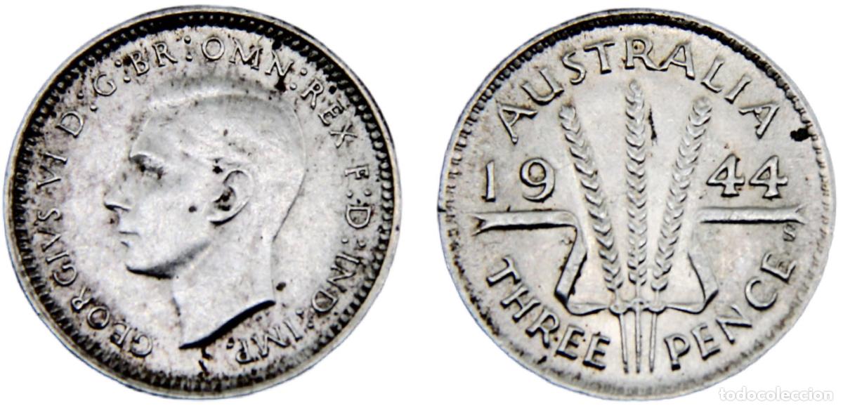 Moedas antigas da Europa: Australia Commonwealth George VI 1944 S 3 Pence