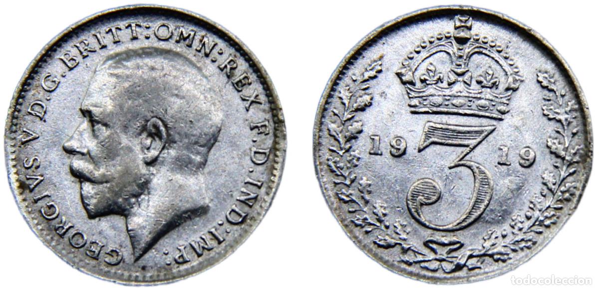 Alte M&uuml;nzen aus Europa: Great Britain United Kingdom George V 1919 3 Pence