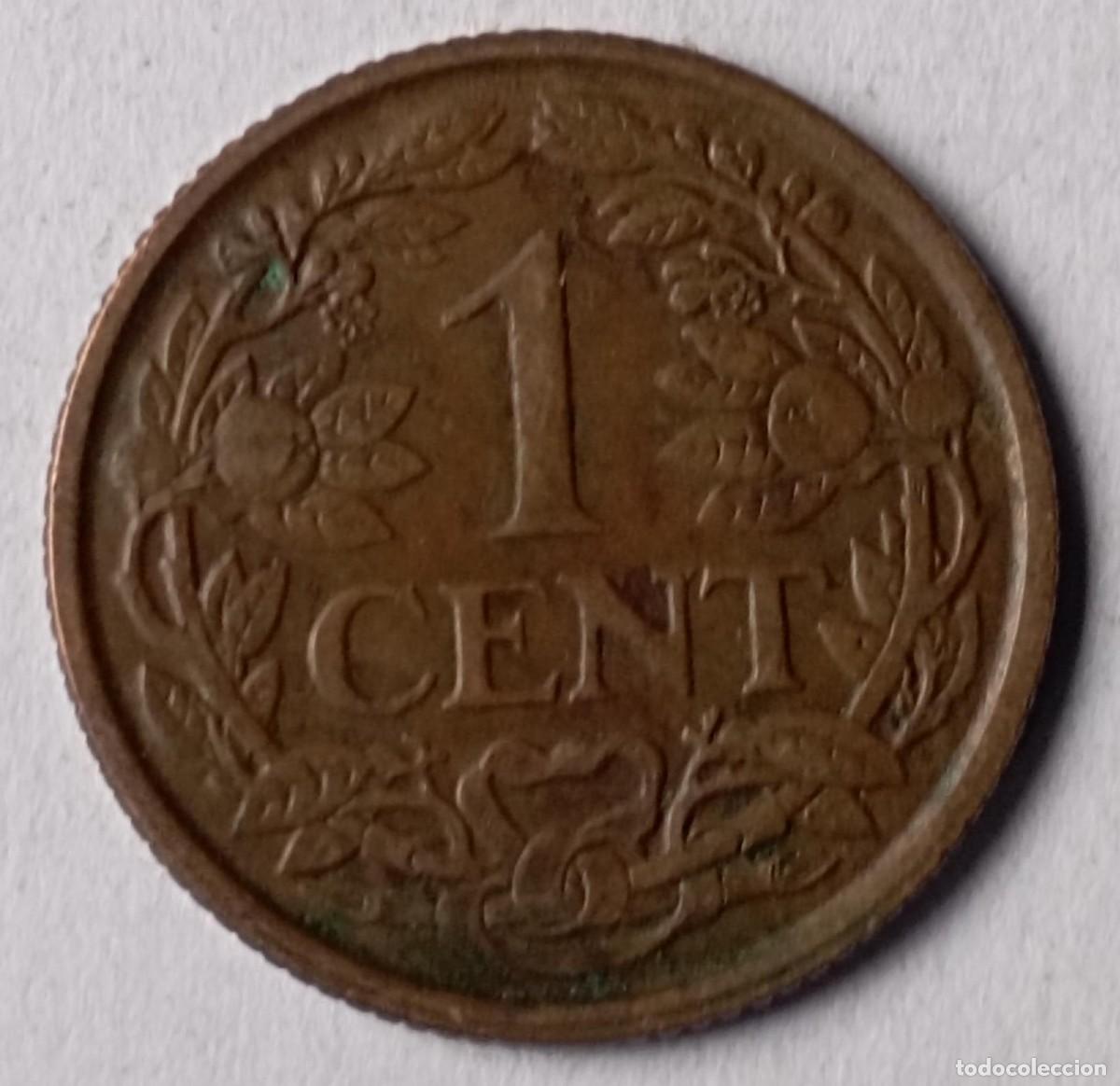 Monedas antiguas de Europa: Moneda de Holanda 1 c&eacute;ntimo de 1957 - Foto 2