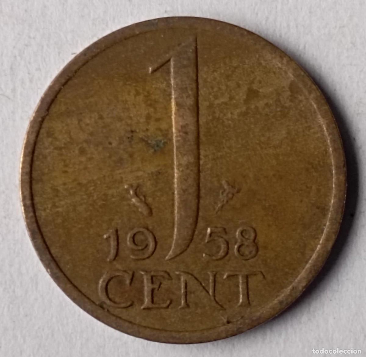 Monedas antiguas de Europa: Moneda de Holanda 1 c&eacute;ntimo de 1958 - Foto 1