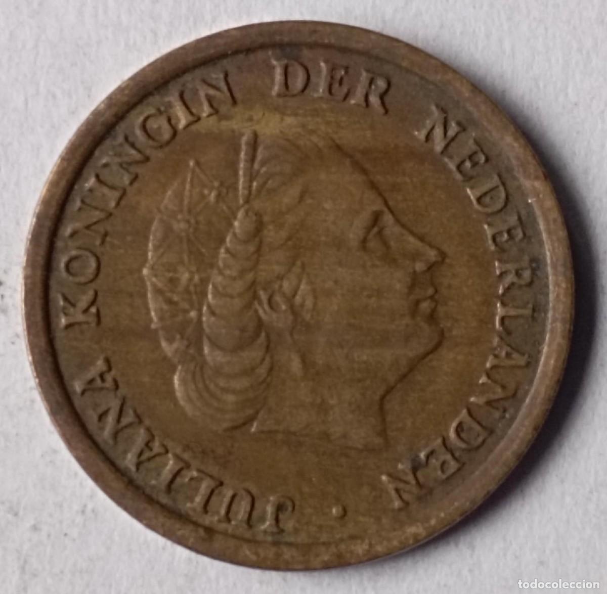 Monedas antiguas de Europa: Moneda de Holanda 1 c&eacute;ntimo de 1958 - Foto 2
