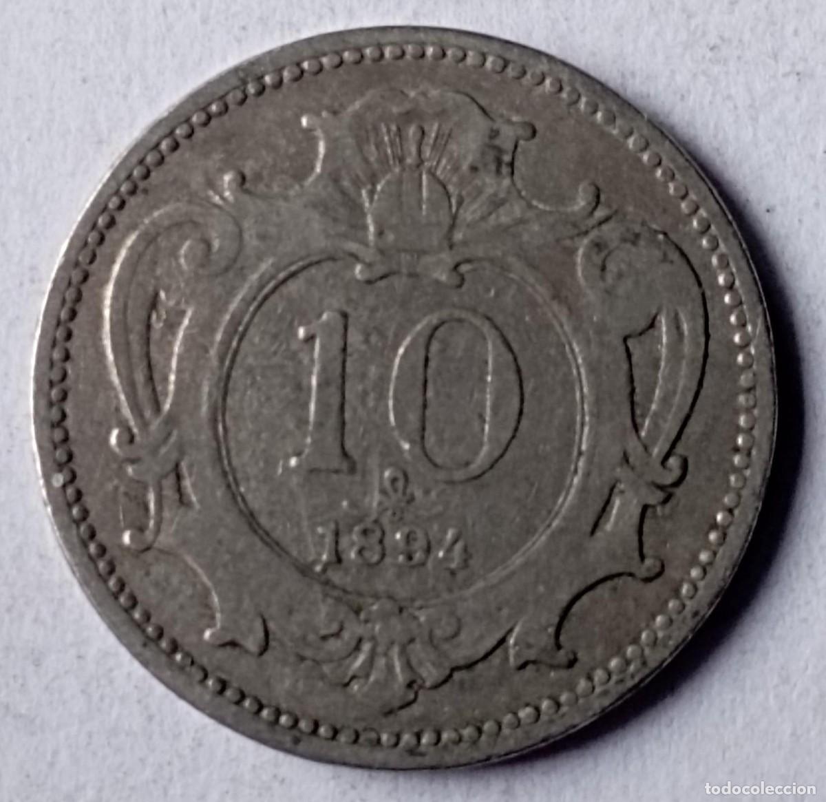 Monedas antiguas de Europa: Moneda de Austria 10 Heller de 1894 - Foto 1