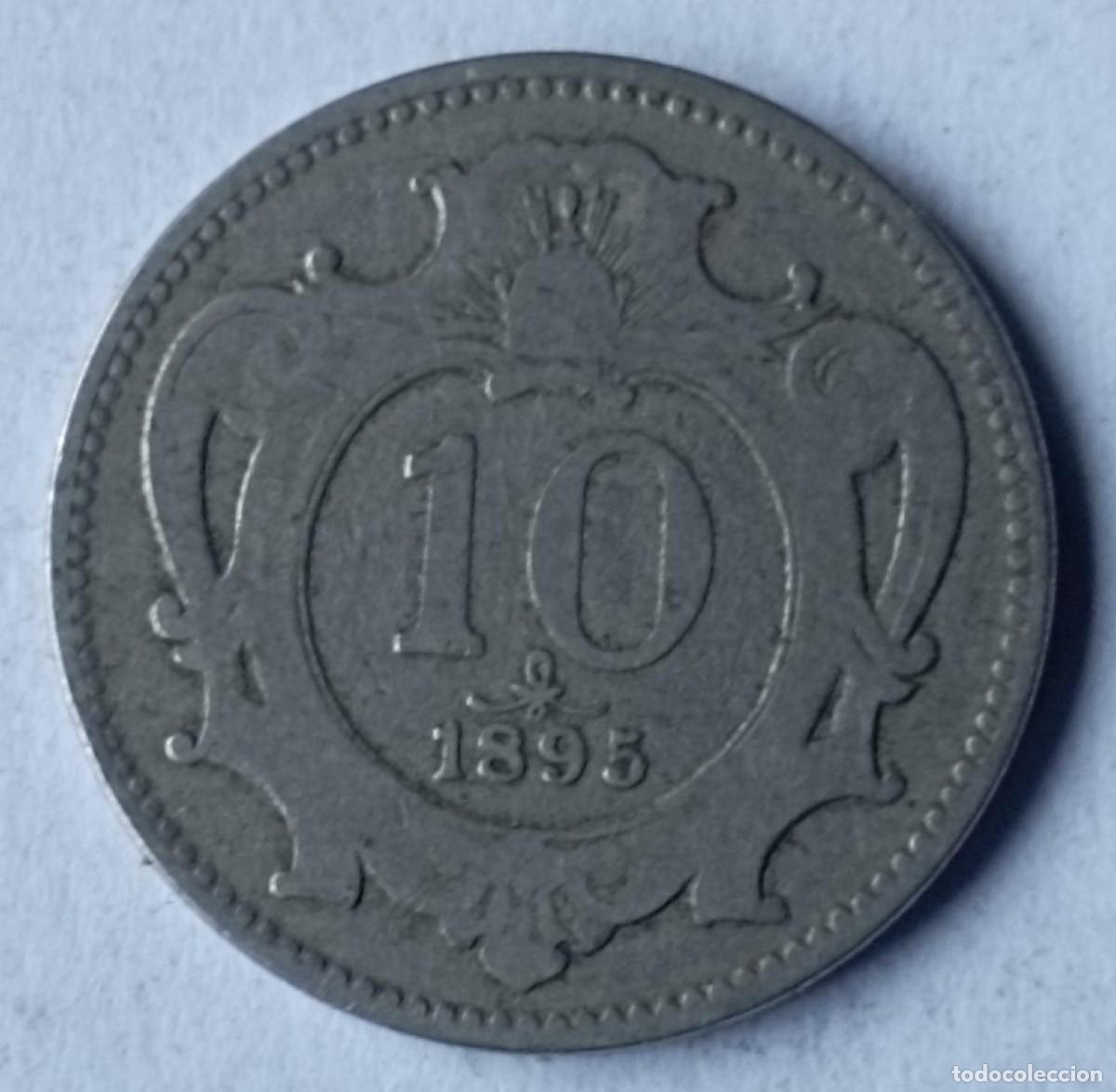 Monedas antiguas de Europa: Moneda de Austria 10 heller de 1895 - Foto 1