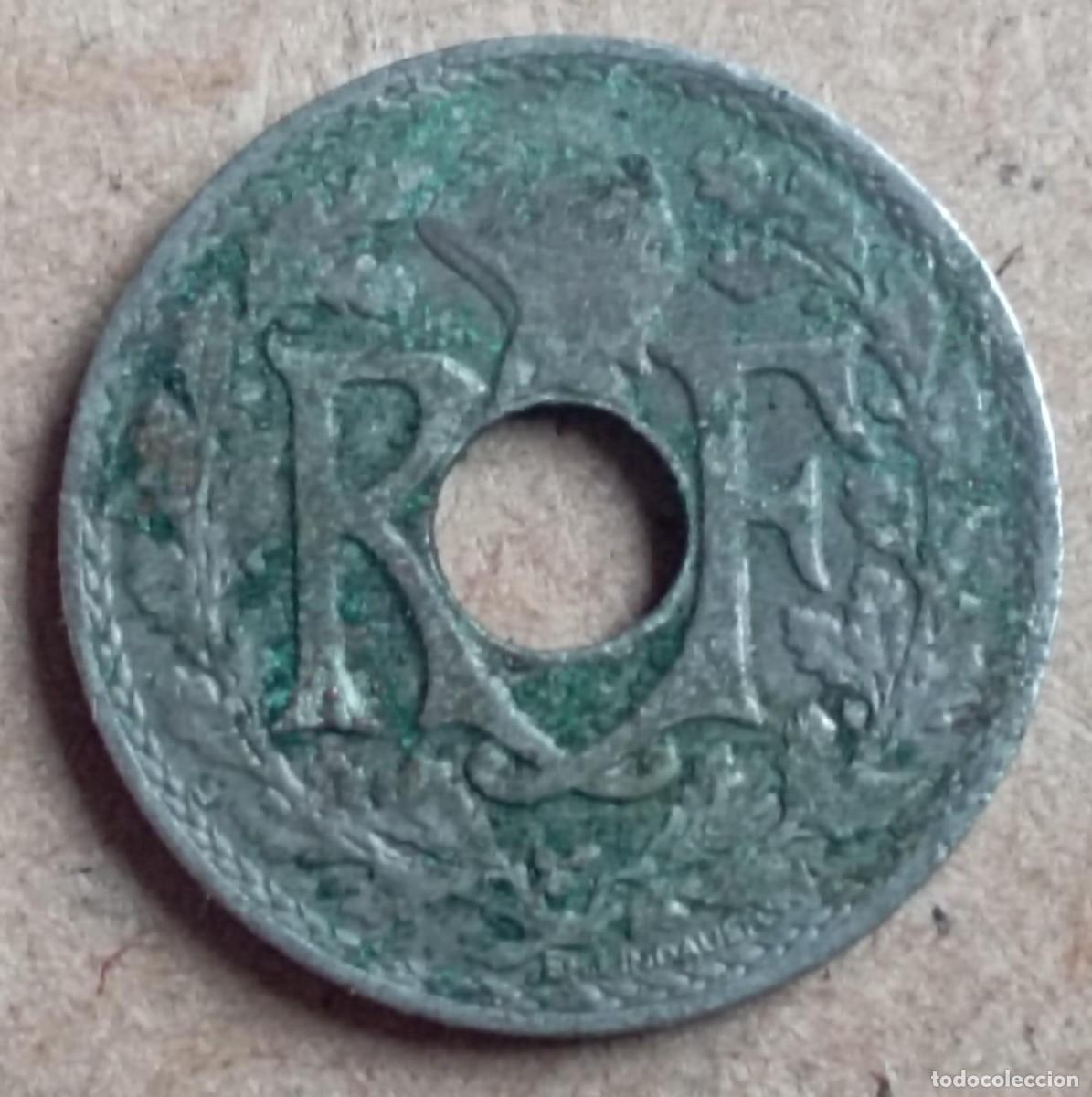 Monedas antiguas de Europa: Moneda de Francia 5 c&eacute;ntimos de 1924 - Foto 2
