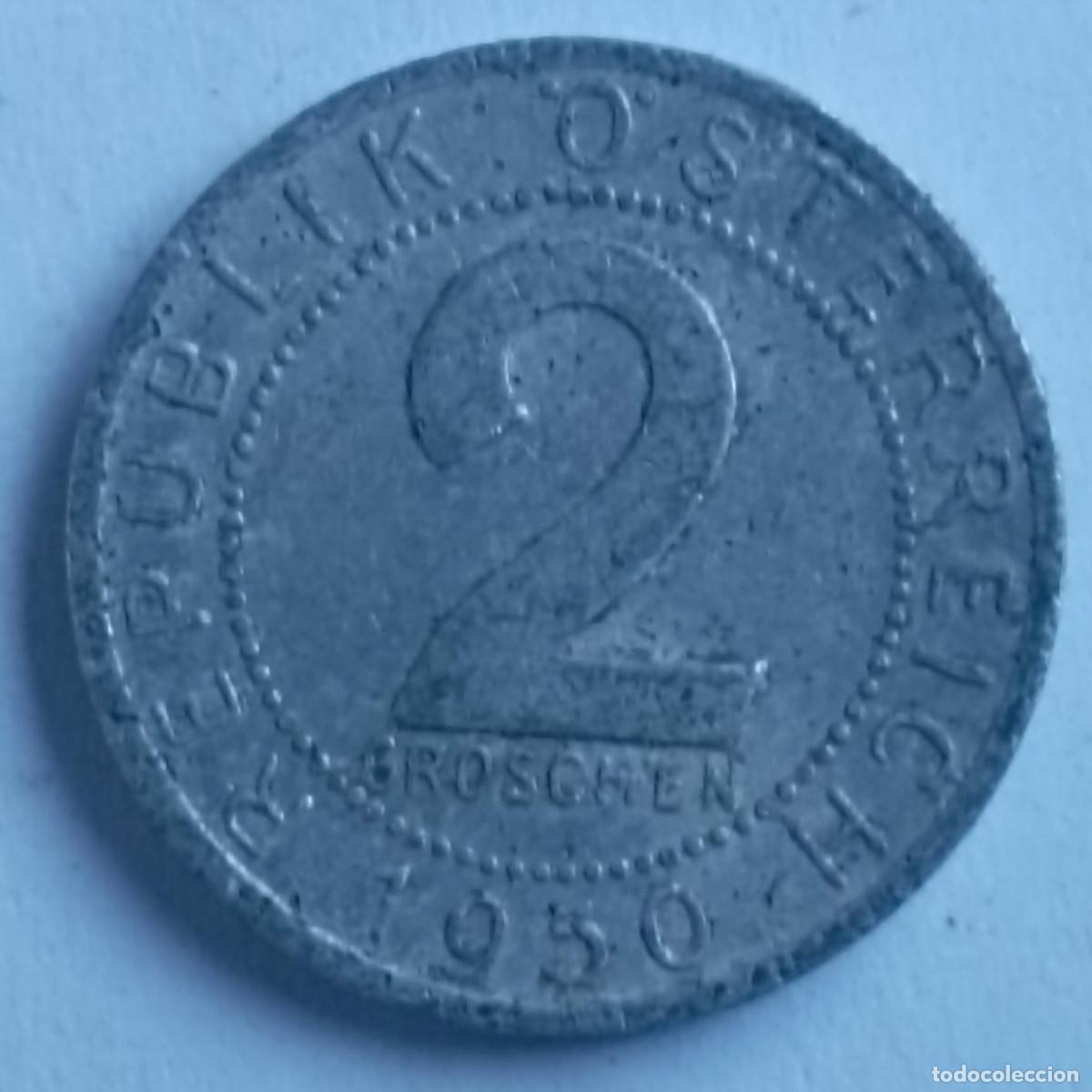 Monedas antiguas de Europa: Moneda de Austria 2 groschen de 1950 - Foto 1