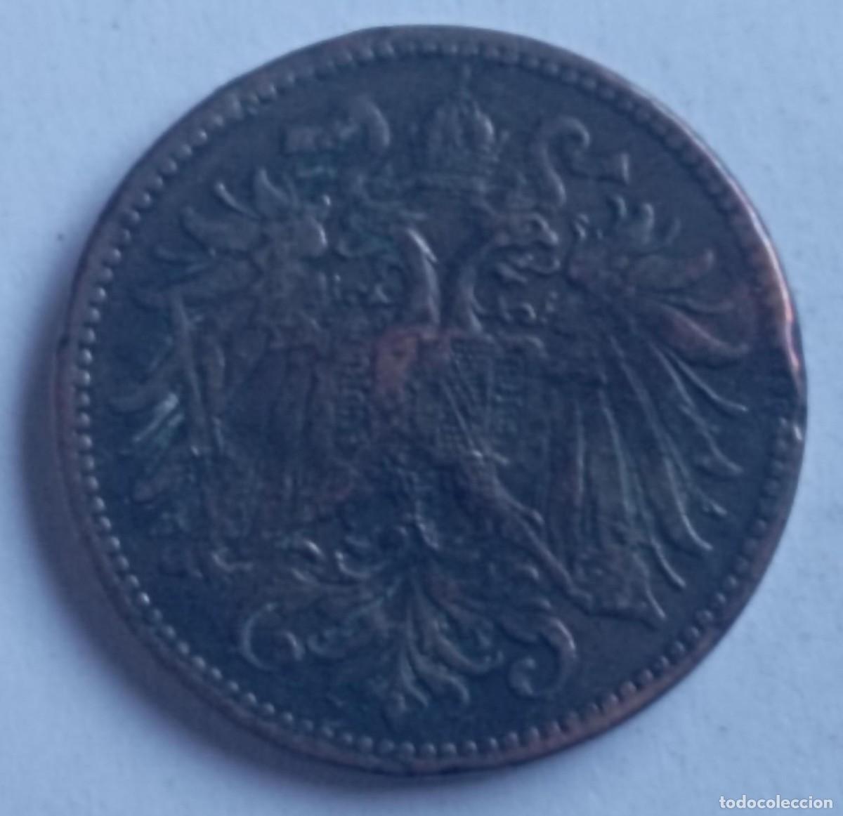 Monedas antiguas de Europa: Moneda de Austria 2 heller de 1899 - Foto 2