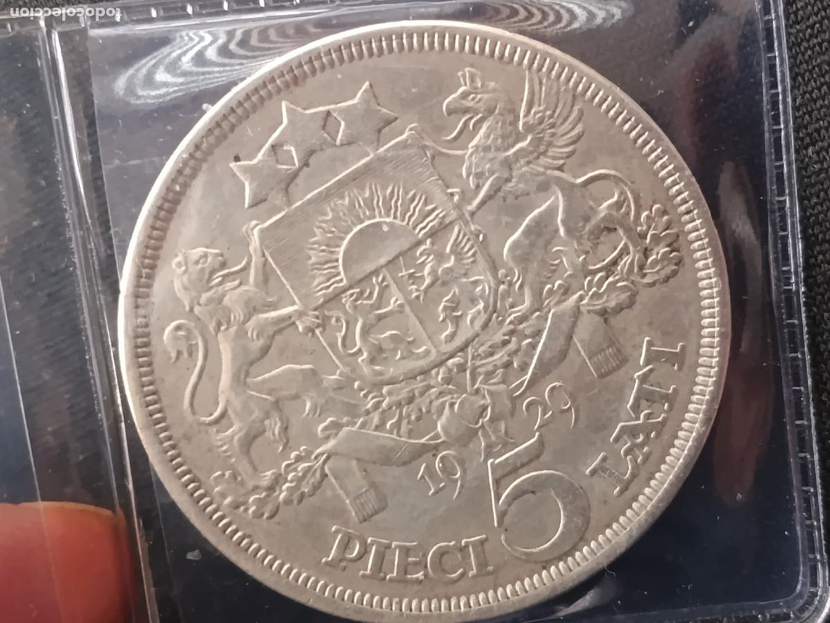 Monedas antiguas de Europa: Letonia. 5 lati de plata de 1929 - Foto 2