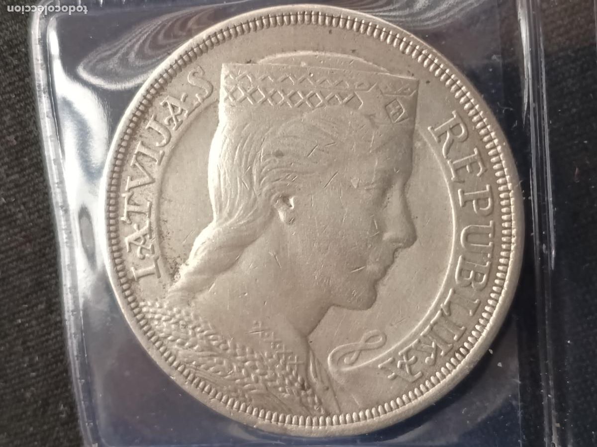 Monedas antiguas de Europa: Letonia. 5 lati de plata de 1929 - Foto 1