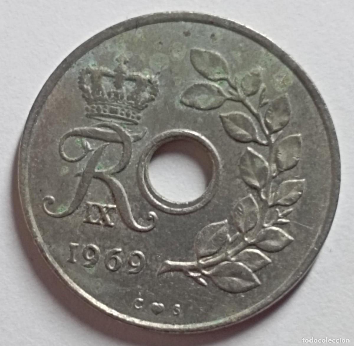 Monedas antiguas de Europa: Moneda de Dinamarca 25 ore de 1969 - Foto 1