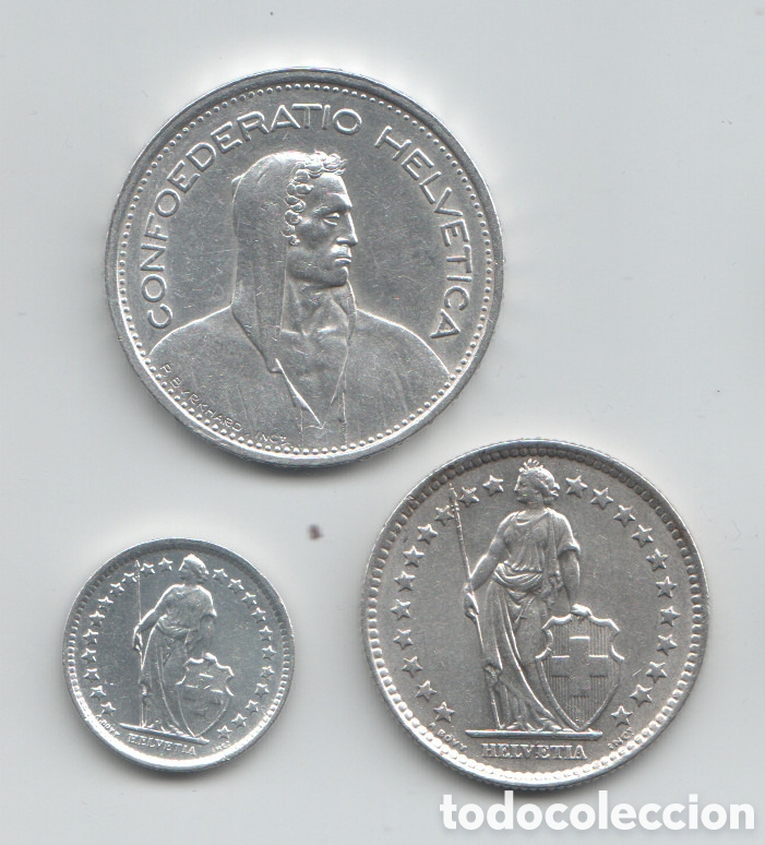 Monete antiche di Europa: Lote 3 monedas Suiza plata 0.835
